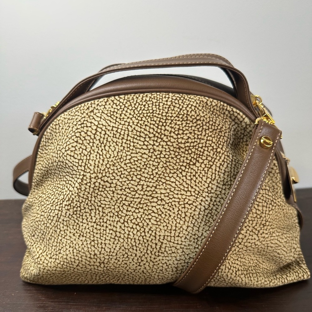 Borbonese Domed 2-way satchel/crossbody bag with Gold Accents